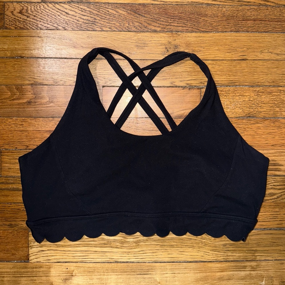 Buffbunny Scalloped Rosa Sports Bra Black – Size XXL No Pads